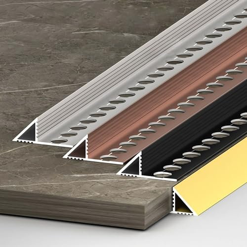 Raouoae Fliesenprofil Langlebige Aluminium Lang 125CM*2 Stück Fliesen-Abschlussleiste Fliesenschiene Dicke: 8 Mm/10 Mm/12,5 Mm Für Keramikfliesen, Böden, Täfelungen(Gold,12.5mm)