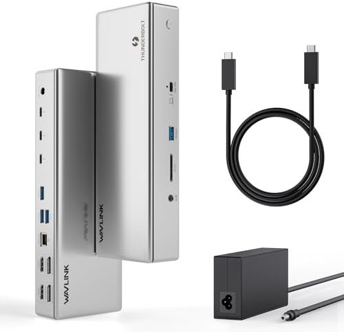 Thunderbolt 4 Dock, WAVLINK Thunderbolt 4 Docking Station with Quad 4K@60Hz Monitors, Four thunderbolt 4 ports, 98W PD, 2.5G RJ45 Ethernet, SD V4.0, 10Gbps USB3.1, for MacBook Pro/Air etc