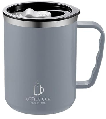 Taza Térmica de Café Weldphur, Aislada con Asa, Acero Inoxidable, 500 ml, Viaje con Tapa, Café Frío y Caliente, Leche y Té