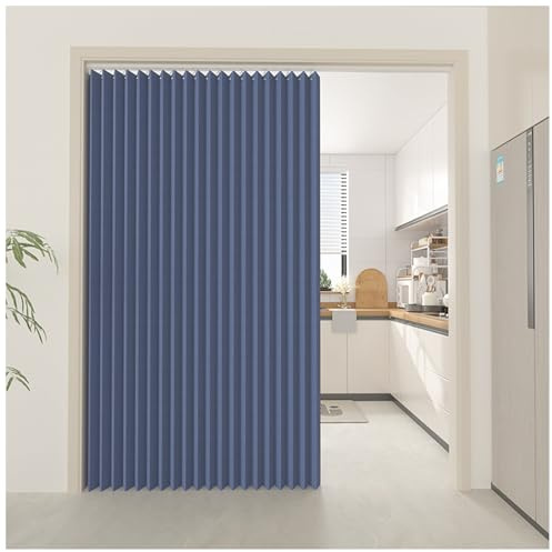 APMOE Verdunkelungsvorhänge, Thermovorhang Kälteschutz Tür Kein Bohren Türvorhang Plissee Magnetischer Türvorhang, Vatge Schrankvorhang für Offenen Kleiderschrank(Blau,150x200cm)