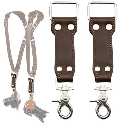 C Coiro Extra Attachments Single and Dual Camera Harness for Camera Bag, Sling Bag, Pouch, Lens Case Perfect Photography Accessories for Leather Camera Strap, Brown