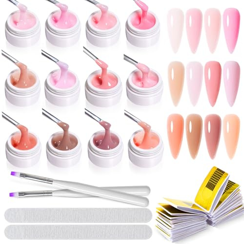 Gel costruttore per unghie 12 colori, set gel UV per unghie, gel di ricostruzione per unghie gel per l'estensione delle unghie modellazione nail art rinforzo base