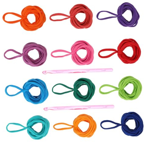 BEBEMOKO Potholder Loom Loops Weaving Kit for Adults DIY Craft Supplies Multicolored Elastic Loops 12 Colors 192 Bands with 2 Crochet Hooks for Handcraft Potholder Making