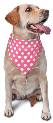 Hundehalstuch für kleine, mittelgroße und große Hunde, klassisches rosa Punktemuster, verstellbar, niedliches Katzentuch, Dreieck-Lätzchen, Schal, Taschentuch, Zubehör