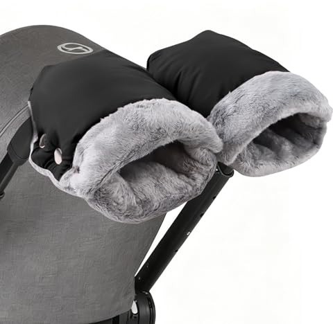 NICEWAT Pram Pushchair Gloves, Extra Thick Winter Baby Stroller Fleece Gloves, Waterproof Windproof Anti-Freeze Pram Hand Muff, Universal Hand Warmer for Prams Buggy Pushchair Trailer Bicycle