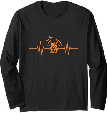 Gargouille Heartbeat EKG Line Halloween Manche Longue