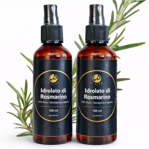 BISLOP Hidrolato de Romero 100% Puro Biológico - Agua de Romero para el Cabello - Estimulante Natural Crecimiento Capilar - Agua Floral - Romero para el Cabello - 2 x 100ml