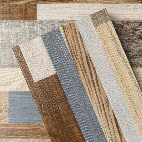 GreenFullHouse Peel and Stick Flooring, 37-Pack (54 Sq.Ft) Wood-Effect Vinyl Flooring, Waterproof Flooring Planks for Bedroom, Living Room, Kitchen, Multi Colour