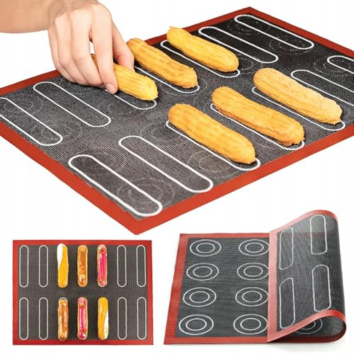 2 Pièces Tapis Macarons Patisserie, Tapis de Cuisson Silicone pour Four, Tapis Silicone Patisserie, Double Face, Antiadhésifs, Résistants à la Chaleur et Réutilisables pour Macarons, 40 x 30 cm