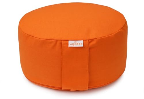 Yogabox Meditationskissen Basic, Abnehmbarer Bezug aus 100% Baumwolle, Höhe 13-18 cm, Praktische Trageschlaufe, Basic Collection