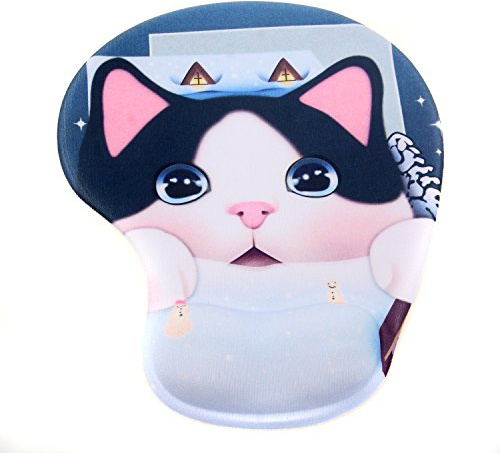 TUKA Handgelenkauflage Mouse pad Ergonomische, mit Gel Gefüllte Handgelenkunterlage, Tier Motiv Gel Mauspad Handauflage, mit Lustigem Cartoon Motiv, TKC5100 bulkcat
