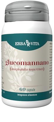 ERBA VITA Integratore Alimentare di Glucomannano, 60 Capsule, Fibra vegetale ricavata dalla radice di Amorphophallus konjac