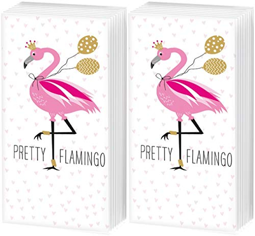 20 Taschentücher (2x10) Flamingo mit Ballons | Kinder | Tiere | Mädchen