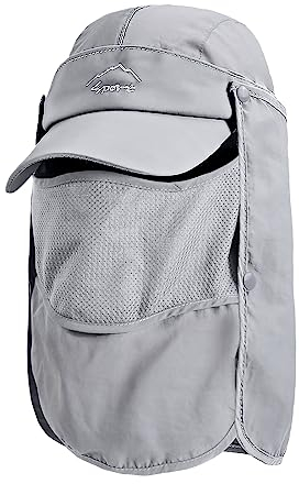 TAGVO Sombrero de Sol con Cubierta de Cuello Desmontable, Protección UPF 50+ Sombreros y Gorras de Pescador Transpirables, Plegable Secado Rápido Sombreros de Acampada y Marcha para Hombres Mujeres
