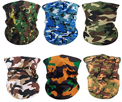Bangful 6 Stück Multifunktionstuch Schlauchschal Herren Sport Motorrad Halstuch Mundschutz Laufschal Bandanas für Yoga Laufen Wandern Radfahren Motorradfahren (Tarnung)