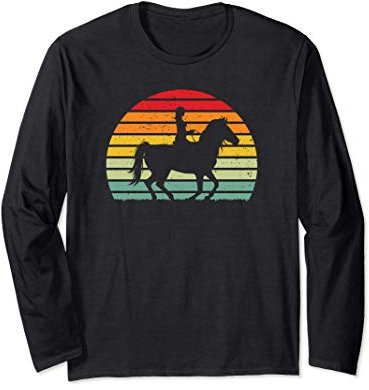 Vintage Pferdesport Geschenkidee für Mädchen und Frauen Langarmshirt