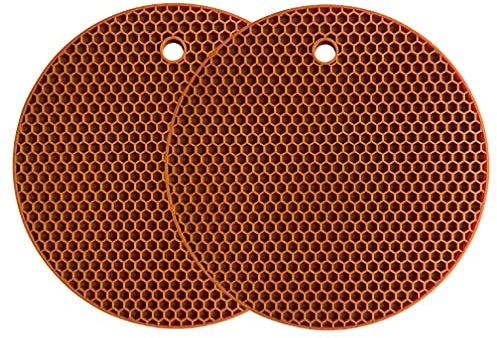 Silikon-Untersetzer, Mehrzweck-Trockenuntersetzer, hitzebeständig bis 240 °C, Topflappen, wasserdicht, (2er-Set) rutschfest, flexibel, langlebig, spülmaschinenfest (Braun)