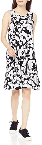 Amazon Essentials Abito Swing a Canottiera (Taglie Forti Disponibili) Donna, Nero Floreale, XL