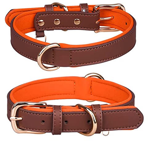 ABRRLO Hundehalsband Hund Halsbänder pet Dog Collar Halsband für Kleine Mittel Große Hund Komfortabel und Verstellbare（Braun L）
