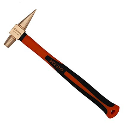 WEDO Martillo de prueba no parpadeante, sin chispas, Martillo de Inercia, mango de fibra de vidrio, no magnético, cobre de berilio, norma DIN, certificado BAM/FM, 280 mm, 200 g
