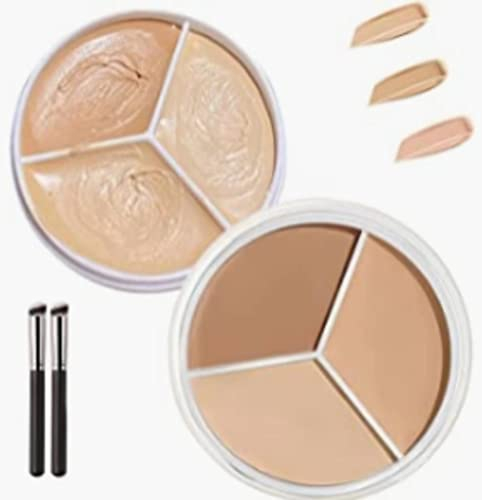 Sweet Mint Concealer, dreifarbige Concealer-Palette, deckt Akne und Augenringe ab, 3-in-1 Foundation Creme, dreifarbige Concealer mit Pinsel (2 Stück)