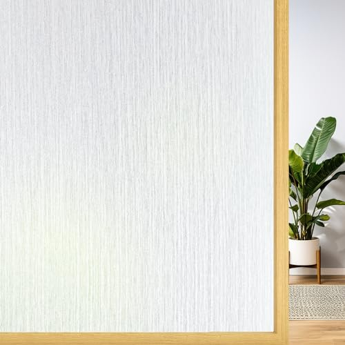 DIFIT Fensterfolie Blickdicht Milchglasfolie 30 x 200 cm, Sichtschutzfolie Fenster Selbsthaftend Statisch Haftend Ohne Kleber UV-Schutz Sichtschutz Fenster für Zuhause Büro, Regenfadenmuster