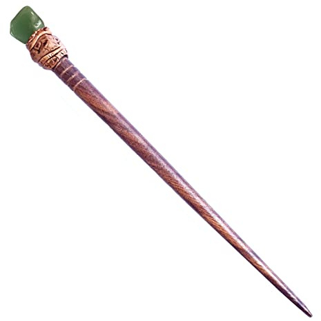 Natural Tumbled Healing Gemstone Crystal Wooden Hair Stick Handmade Gifts Boho Reiki by Smoky Quartz (Aventurine)