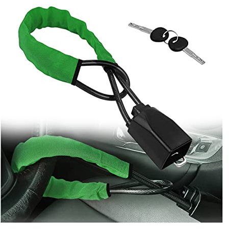 CGEAMDY Lenkradschloss für Auto, Bremspedal Kupplungsschloss, Universelle Diebstahlsicherung, Stabiles Schloss für Auto LKW SUV Sicherheit mit 2 Schlüsseln(Grün)
