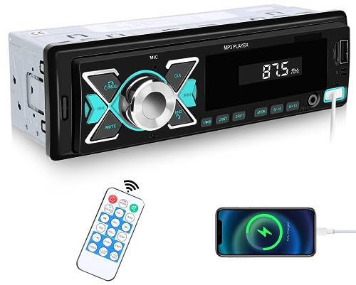 Hodozzy Autoradio 1 Din Bluetooth Autoradio mit Bluetooth Freisprecheinrichtung, 4x45W, APP ortet/FM Radio/USB/TF/Aux/RCA/40 EQ/7 Farben + Fernbedienung