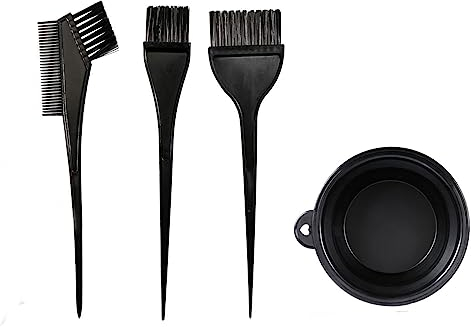 Haarfärbemittel-Färbeset,Haarfärbe-Set,4-teilige Friseurpinsel Schüssel Combo Salon Werkzeugset,Haarfärbeset,Bleichschale,Kamm,Bürsten,Tönung-Set,Set zum Selbermachen 3*Pinsel+1*Schüssel