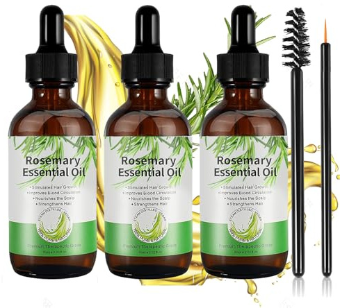 Rosmarinöl Haare 3 * 60ml, Ätherische Rosmarinöle für Haarwachstum & Hautpflege, Rosmarinöl gegen Haarausfall, stärkt das Haar, nährt die Kopfhaut,180ml