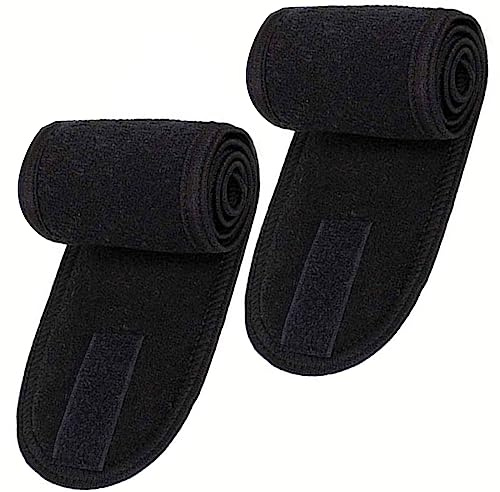 2 Stück Haarband Kosmetik, Stirnband Zum Schminken, Damen Haarband für Make-up, Bewegung, Yoga, Mit Klettverschluss (Schwarz)
