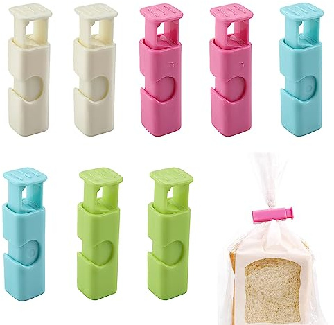 8 Stück Lebensmittelbeutel-Zusammendrückclips rutschfeste Verschlussplastik Brot-Aufbewahrungsclips Einfach zu verwendende Verschlussbrot-Taschenzusammenziehclips für Lebensmittel, Sandwichbrot