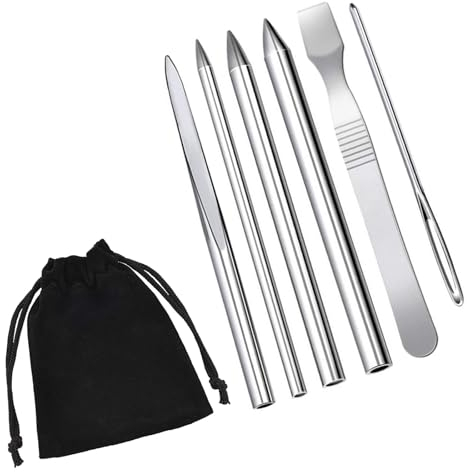 6 Stück Paracord Nadel Set - Zubehör, Spicknadel, Spleißwerkzeug, Edelstahl - für DIY Bastelbedarf (Mit Schwarze Stofftasche)
