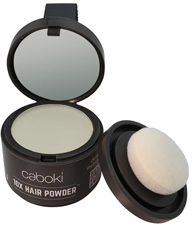 Caboki Thinning Hair Powder for Root Touch Up, Cover Gray & Fill in Hairline Loss, Edges . TALC-Free, Healthful Powder Volumizer for Men and Women. Silver White
