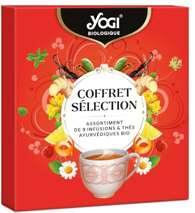 Yogi Biologique Coffret Cadeau, Assortiment de 9 Thés et Infusions Bio, 45 sachets individuels