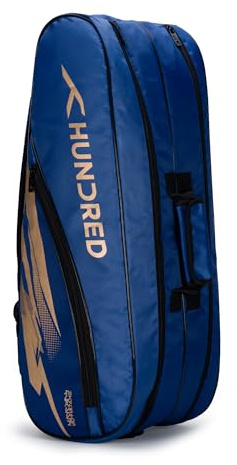 HUNDRED Cosmogear Badminton Kit-Tasche (Royal Blue) | Doppelter Reißverschluss | Tasche mit Reißverschlusstasche vorne | Material: Polyester | Gepolsterte Rückentragegurte | Leicht zu tragender Griff