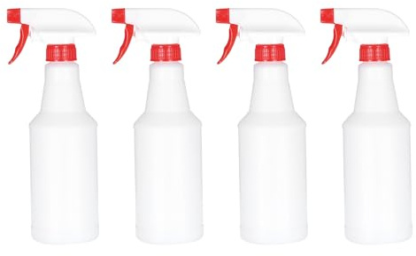 PATIKIL 500ml/16oz Plastic Spray Bottles, 4pcs Adjustable Nozzle Leak Proof Empty Water Mist Stream Sprayer for Cleaning Solutions Plants Hair, Red