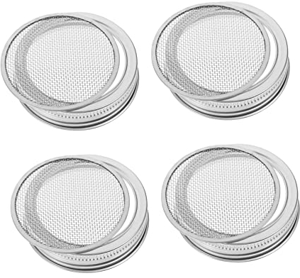 Hoement Edelstahl Keimdeckel 4 Stück Siebdeckel Für Sprossengläser 70mm Breite Öffnung Rostfrei Für Keimung Von Sprossen Und Gewürzen Langlebig Für Einmachgläser