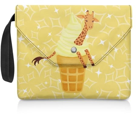 NETILGEN Buchhülle für Leseliebhaber, Geschenke, waschbar, Buchhülle mit gepolstertem Tragegriff, Lesegerät, Geschenk, 30 x 24 cm, Giraffen-Eiscreme