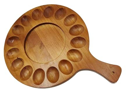 30x36cm Plato Madera Huevos, Tabla De Charcutería Plato Para Huevos, Plato Para Huevos De Madera Con Asa, Plato De Huevo Charcutería Reversible De 16 Agujeros,Plato Para Huevos Rellenos Madera