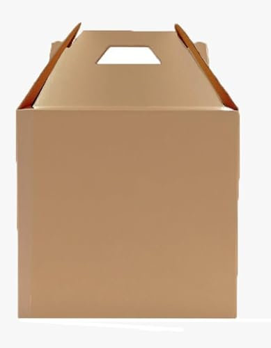 TRINITY PACKAGING Porta torte alto in cartone – con manico – per il trasporto di torte a 2 e 3 strati – scatole kraft da forno (marrone, 400 x 400 x 350 cm, confezione da 10)