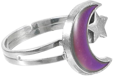 COLLBATH Stimmungsring Damen Mond Design Verstellbarer Offener Ring Farbwechsel Thermosensitive Schmuck Geschenk Für Geburtstag Valentinstag Und Party