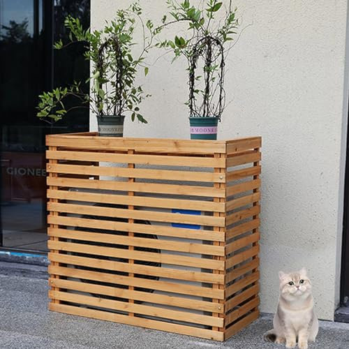 Panneaux de clôture d'extérieur en bois pour cour sans creusement, design autonome avec panneaux en treillis de terrasse, parfaits pour dissimuler le climatiseur extérieur et le boîtier à ordures,