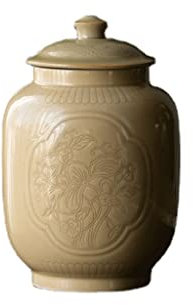 WYRMB Tea Tin Ding Kiln Yellow Window Tea Caddy Chinese Ceramic Sealed Jar Tea Caddy Vintage Tea Storage Box.