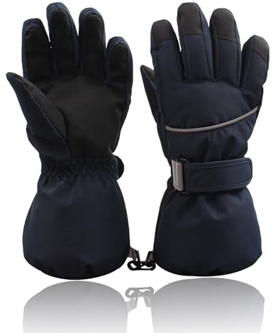 XIAOHAWANG Winter Ski Gloves for Men Women Waterproof Snow Gloves for Cold Weather Warm Snowboard Gloves (Navy)