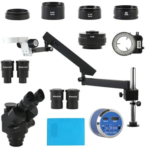 Mikroskop 3,5X-90X 180X Simul Focal Trinokular Stereo Mikroskop mit Drehen Arm Gelenk Säule Stand Mit 24MP 4K Kamera Set