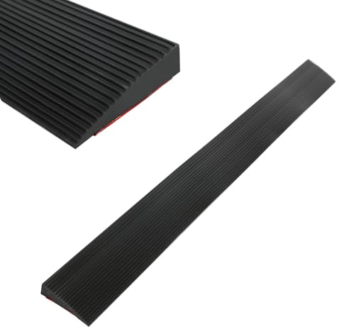 Inscrip Türschwellenrampe, 90 cm Länge Rampe Saugroboter, Selbstklebende Schwellenrampe, Rampe Türschwelle, Gummi Türschwellen Leiste, für Rollstühle, Rollatoren, Elektroroller (Schwarz, 80 * 20mm)