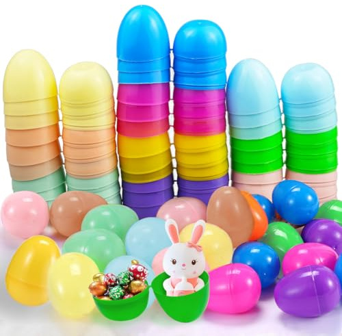 SHSMPXOY Decorazione Uova di Pasqua,50 Pezzi Uova di Pasqua Colorate,6 * 4 cm Uova di Pasqua da Riempire per Bambini Uova di plastica Cave per Pasqua per Sorprese e Regali Caccia alle