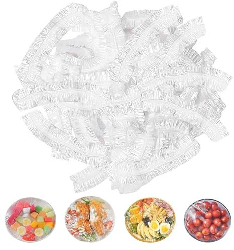 100 Pack Shrinkable Fresh Keeping Bags, Universal Stretch Polyethylene Bowl Covers for Fruit, Vegetables, Meat, and Food Preservation, Reusable, Elastic, and Durable Kitchen Supplies (38cm)